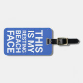 安静おもしろいビーチ顔 |旅行（青） ラゲッジタグ (正面横)