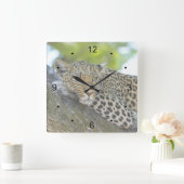 安静性ヒョウ スクエア壁時計 (ホーム)