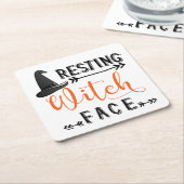 安静性魔女顔 スクエアペーパーコースター (アングル)