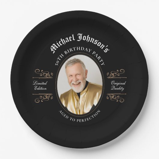完クラシック全50歳までの誕生日パーティー ペーパープレート (正面)