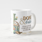 完了し、夕暮れの国女性のカーボーイウェスタンブーツラブ ジャンボコーヒーマグカップ (正面右)