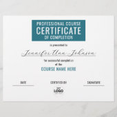 完了シンプル証明書（青） (正面)