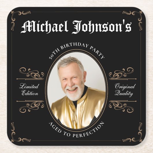 完備クラシック50誕生日に達したヴィンテージ スクエアペーパーコースター (正面)