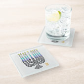 完全お洒落点灯（ユダヤ教）メノラー提供可能 ガラスコースター (アングル)