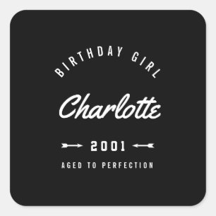 完全さのレトロに老化する誕生日の女の子 スクエアシール