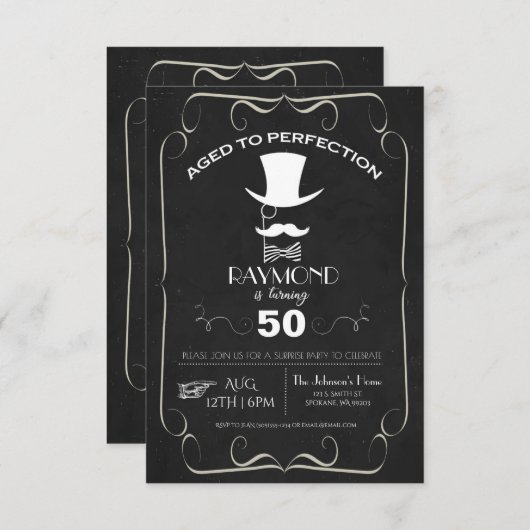 完全さの大人の誕生会の招待に老化させる 招待状 (正面/裏面)