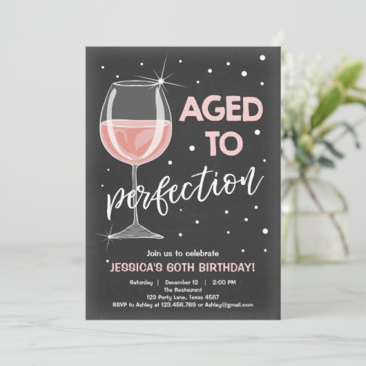 完全さの誕生日のワインの大人の誕生日に老化させる 招待状 (スタンド正面)