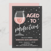 完全さの誕生日のワインの大人の誕生日に老化させる 招待状 (正面/裏面)