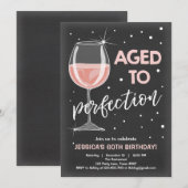 完全さの誕生日のワインの大人の誕生日に老化させる 招待状 (正面/裏面)