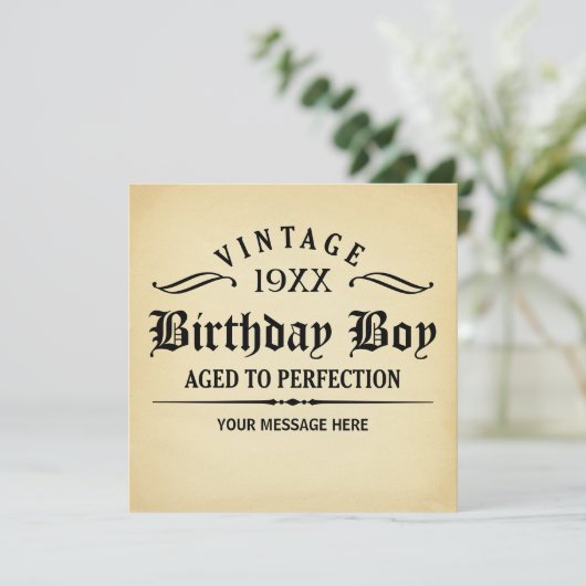 完全さの誕生日の招待に老化するヴィンテージのウィスキー 招待状 (スタンド正面)