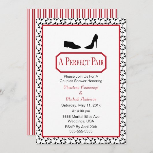 完全でスタイリッシュな靴のウェディングシャワーの招待状 招待状 (正面/裏面)