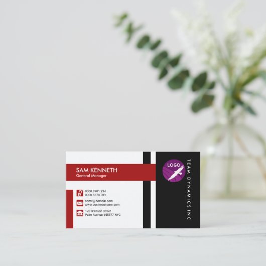 完全でモダンで簡潔でスタイリッシュな総務部長 名刺 (スタンド正面)