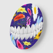 完全で白い歯のスマイルの歯科医の柱時計 ラージ壁時計 (傾斜)