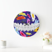 完全で白い歯のスマイルの歯科医の柱時計 ラージ壁時計 (ホーム)