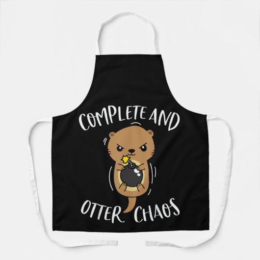 完全とオッターカオスおもしろいかわいい海オッタープン エプロン (正面)