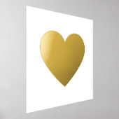 完全なはっきりした金ゴールドハート 箔ポスター (レイダウン)
