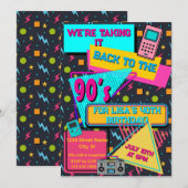 完全なるラッドな80s/90s テーマパーティーへの招待状 招待状 (正面/裏面)