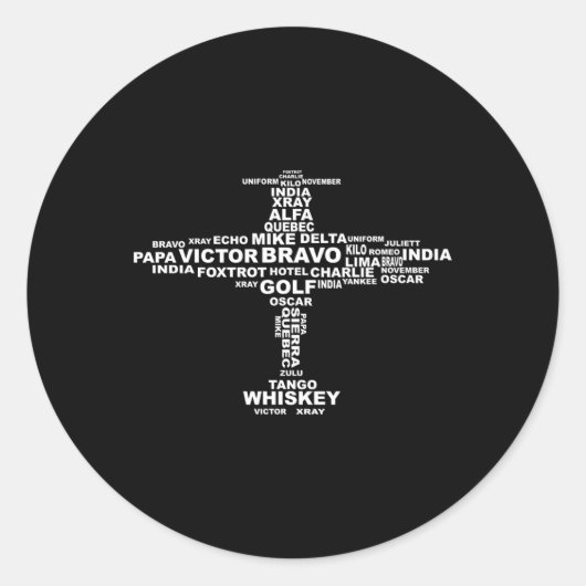 完全なアルファベットの飛行機文字 ラウンドシール (正面)