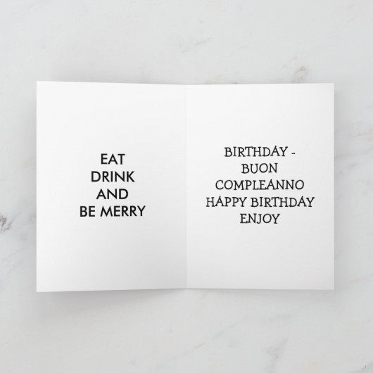 「完全なイタリアン誕生日の挨拶」 カード (内部)