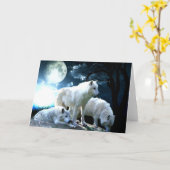 完全なオオカミの月 カード (黄色い花)