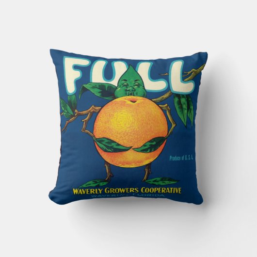 完全なオレンジWaverlyフロリダのヴィンテージのラベルの芸術 クッション (正面)