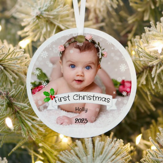 完全なカスタマイズベビーの初めてのクリスマス メタルオーナメント (インサイチュ)