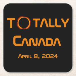 完全なカナダ2024年太陽のEclipse スクエアペーパーコースター