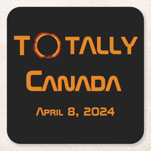 完全なカナダ2024年太陽のEclipse スクエアペーパーコースター (正面)
