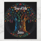 完全なステンドグラスのモザイク色の生活の木。 ワインラベル (シングルラベル)