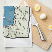 完全なタホ湖区域の地図 キッチンタオル (四つ折り)