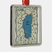 完全なタホ湖区域の地図 メタルオーナメント (右)