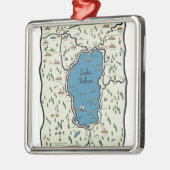 完全なタホ湖区域の地図 メタルオーナメント (左)