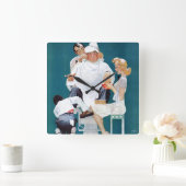 完全なトリートメント スクエア壁時計 (ホーム)