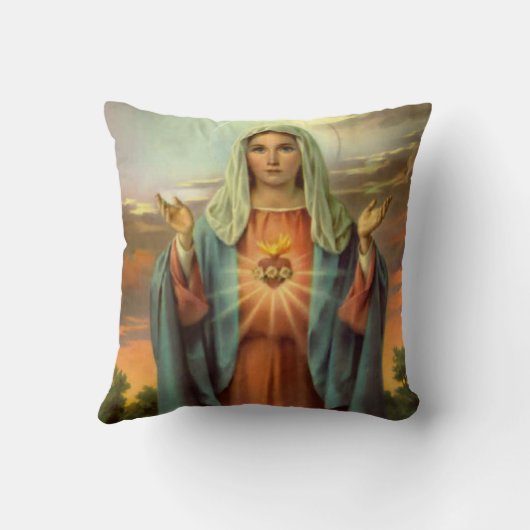 完全なハートの聖母マリアの炎のバラ クッション (裏面)