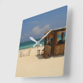 完全なビーチのバー スクエア壁時計 (傾斜)