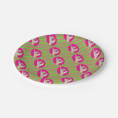 完全なピンクおよび緑永久に ペーパープレート (アングル)
