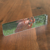 完全なピンクのフラミンゴ デスクネームプレート (側面)