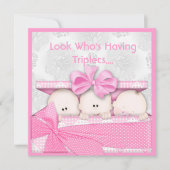 完全なピンクの三重項の女の子のベビーシャワーの招待状 招待状 (正面)