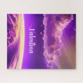 完全なファンタジー紫と紫のおもしろい銀河系 ジグソーパズル (横)