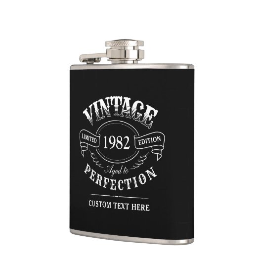 完全なフパーソナライズされたラスに熟成した黒ヴィンテージ フラスク (左)