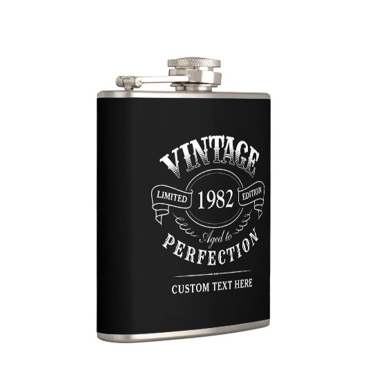完全なフパーソナライズされたラスに熟成した黒ヴィンテージ フラスク (右)