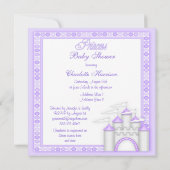 完全なプリンセスのベビーシャワーのコーチおよび城 招待状 (裏面)