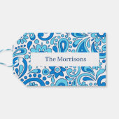 完全なペイズリーブルー署名 ギフトタグ (裏面横)