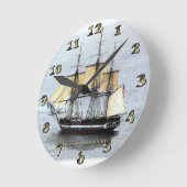 完全なマスクのUSS憲法 ラウンド壁時計 (傾斜)