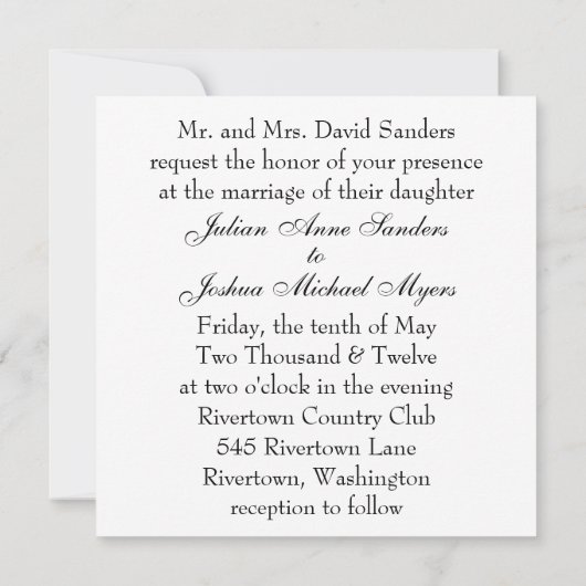 完全なヴィンテージの白黒招待状 招待状 (裏面)