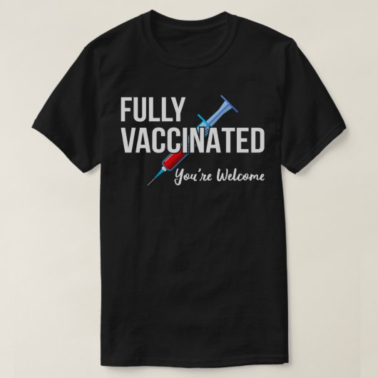 完全な予防接種を受けた歓迎V Tシャツ (デザイン正面)