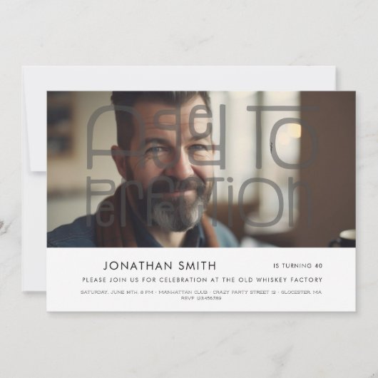 完全な写真の男性の誕生日まで熟成 招待状 (正面)