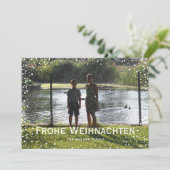 完全な写真の降雪のカスタム・カードFrohe Weihnachten シーズンカード (スタンド正面)