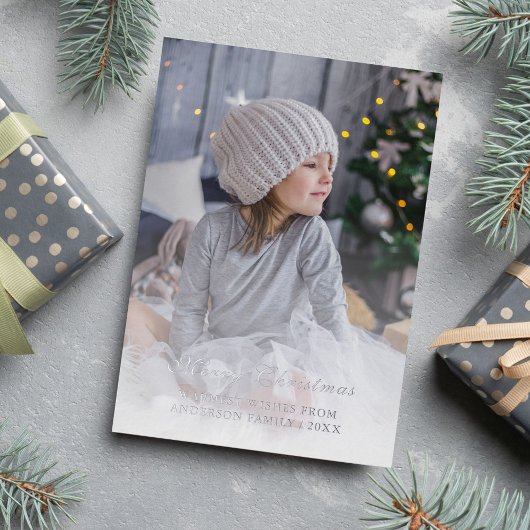 完全な写真をパーソナライズしたクリスマスシルバー 箔シーズンカード