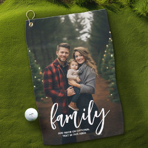 完全な写真 – 垂直カスタムスクリプトファミリ文字 ゴルフタオル